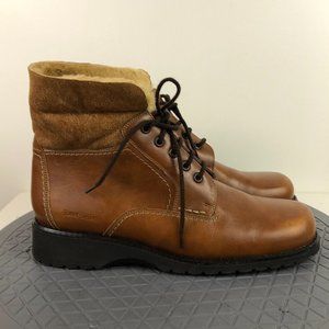 Joseph Siebel Shoes Womens Size 9.5 Brown Leather Faux Fur Lace Up Ankle Boots
